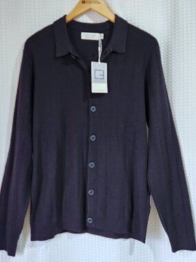 Casual Friday Cardigan Men’s Medium Blue Button Front Knit Sweater NWT